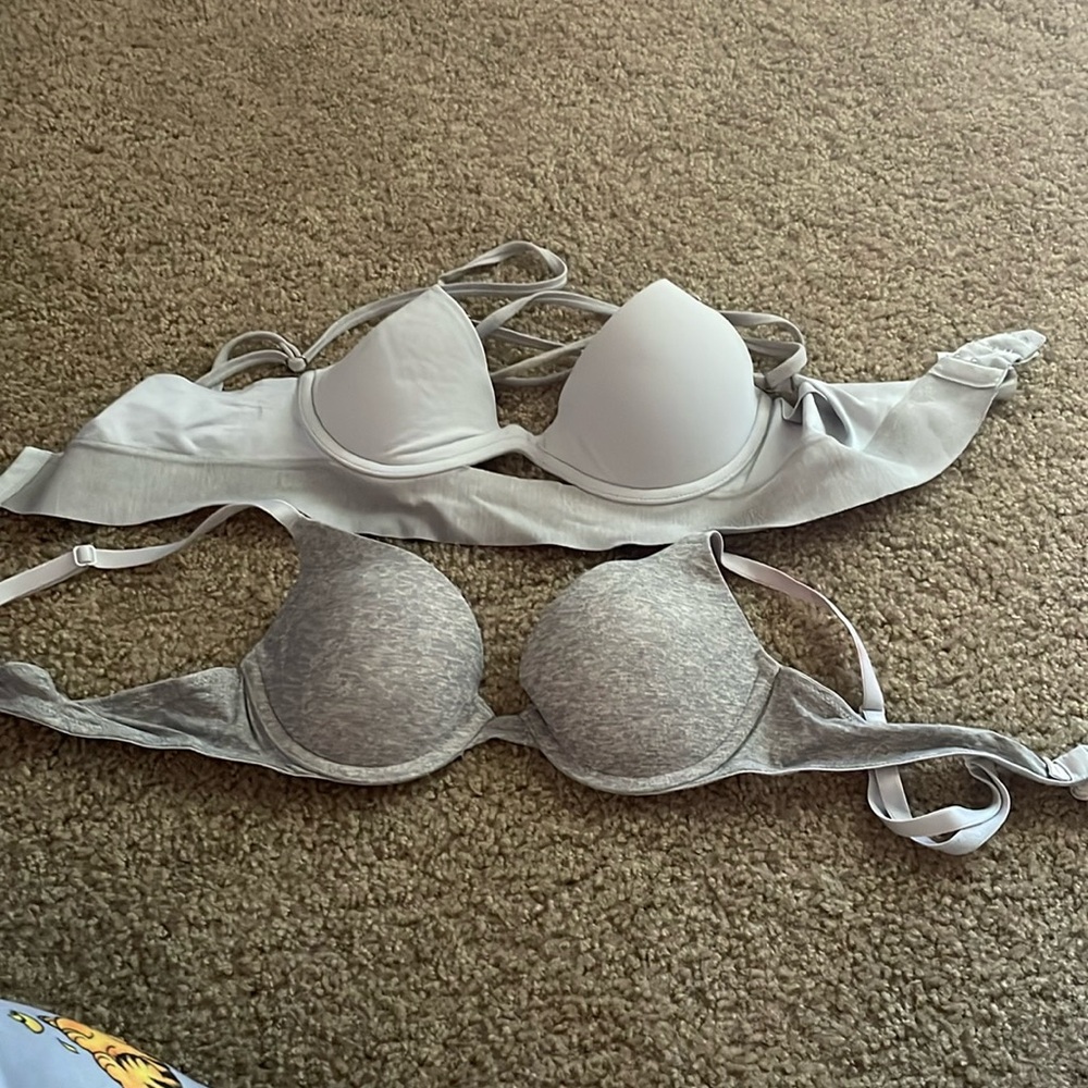 Two bras from PINK first one is a xs the other I a 32A